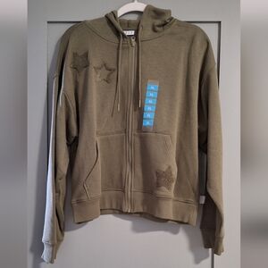 NWT Elle Olive Green Zip-Up Hoodie Size XL